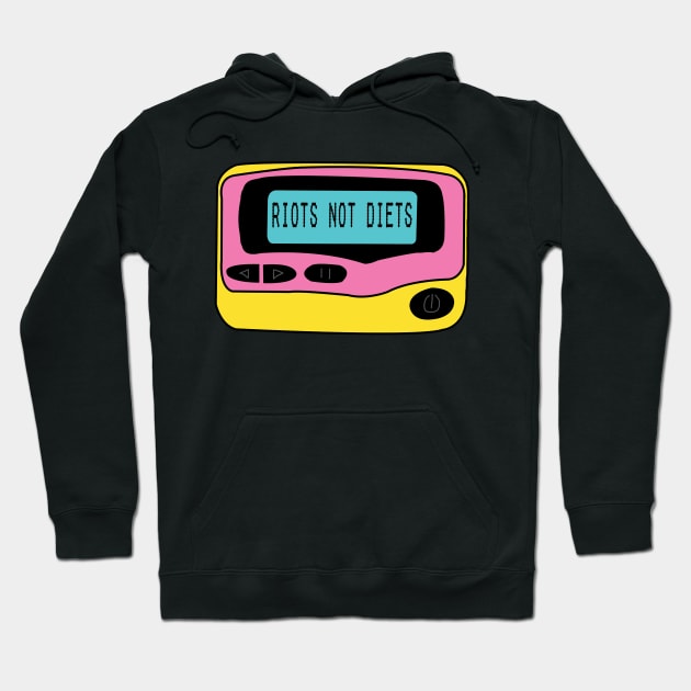 Riots not Diets 80s 90s Pager Beeper Hoodie by NostalgiaUltra